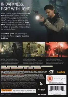 Alan Wake (USA) box cover back